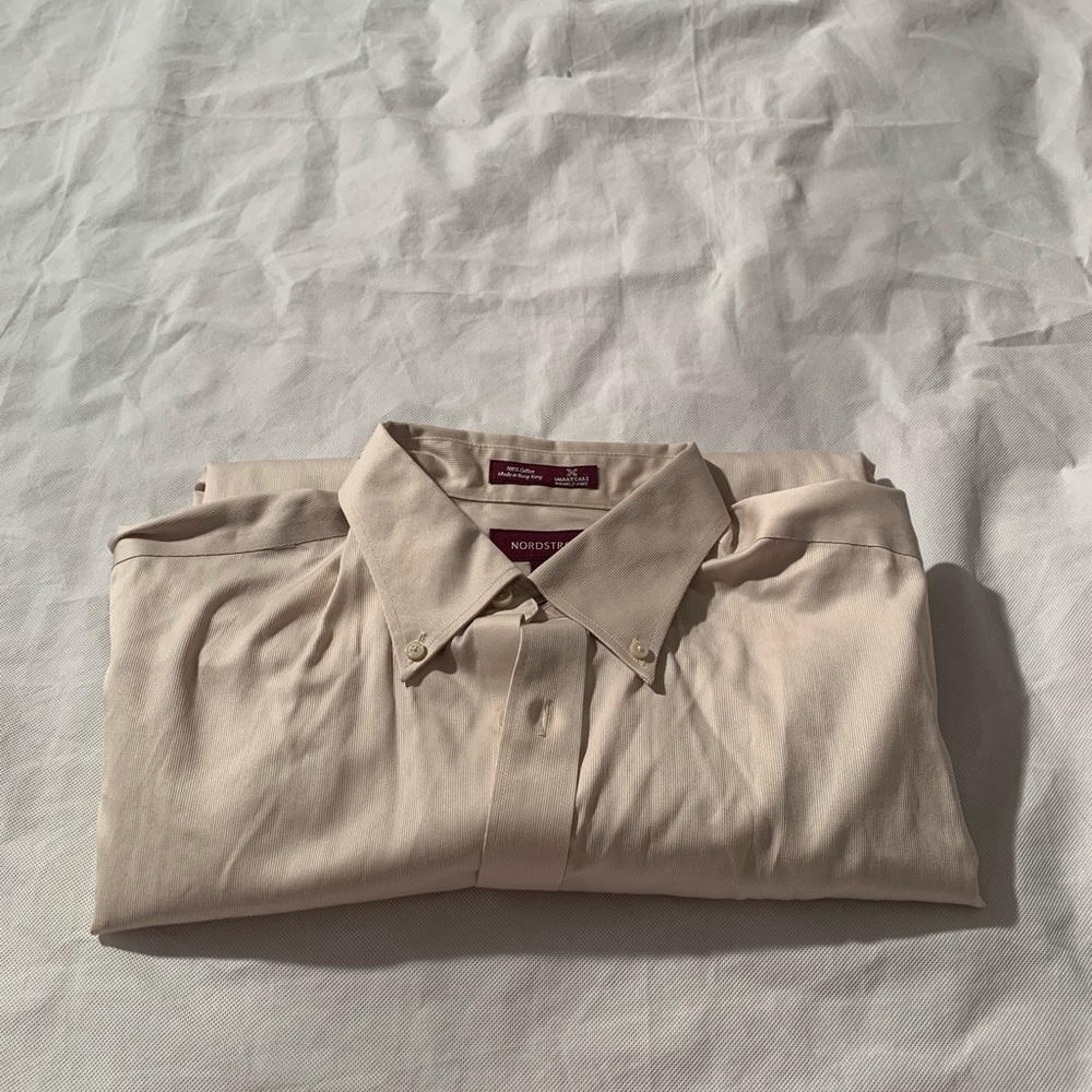 Nordstrom Size L Short Sleeve Ivory Shirt